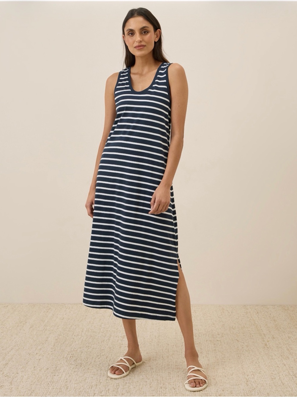 Women's Monterey Stripe Softspun Tank Midi Dress XXL